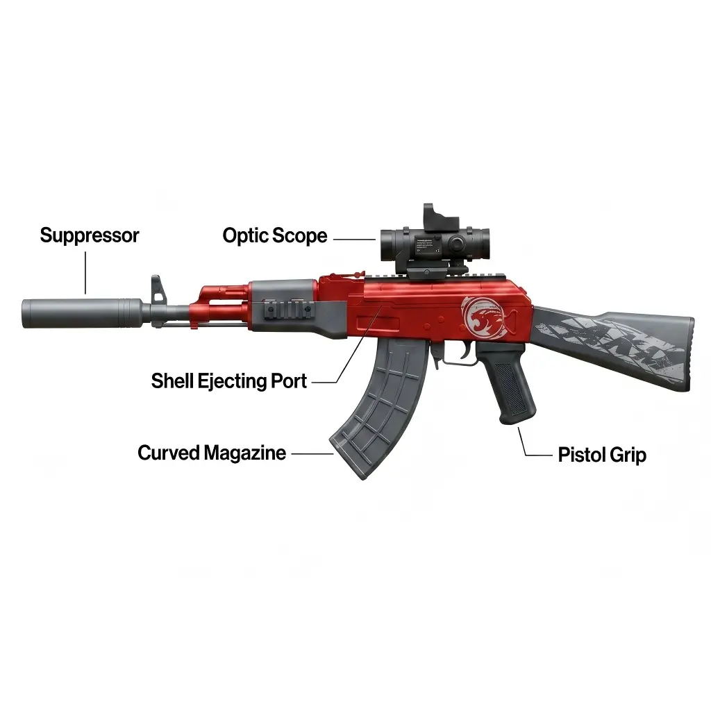 AK47 shell ejecting toy gun details
