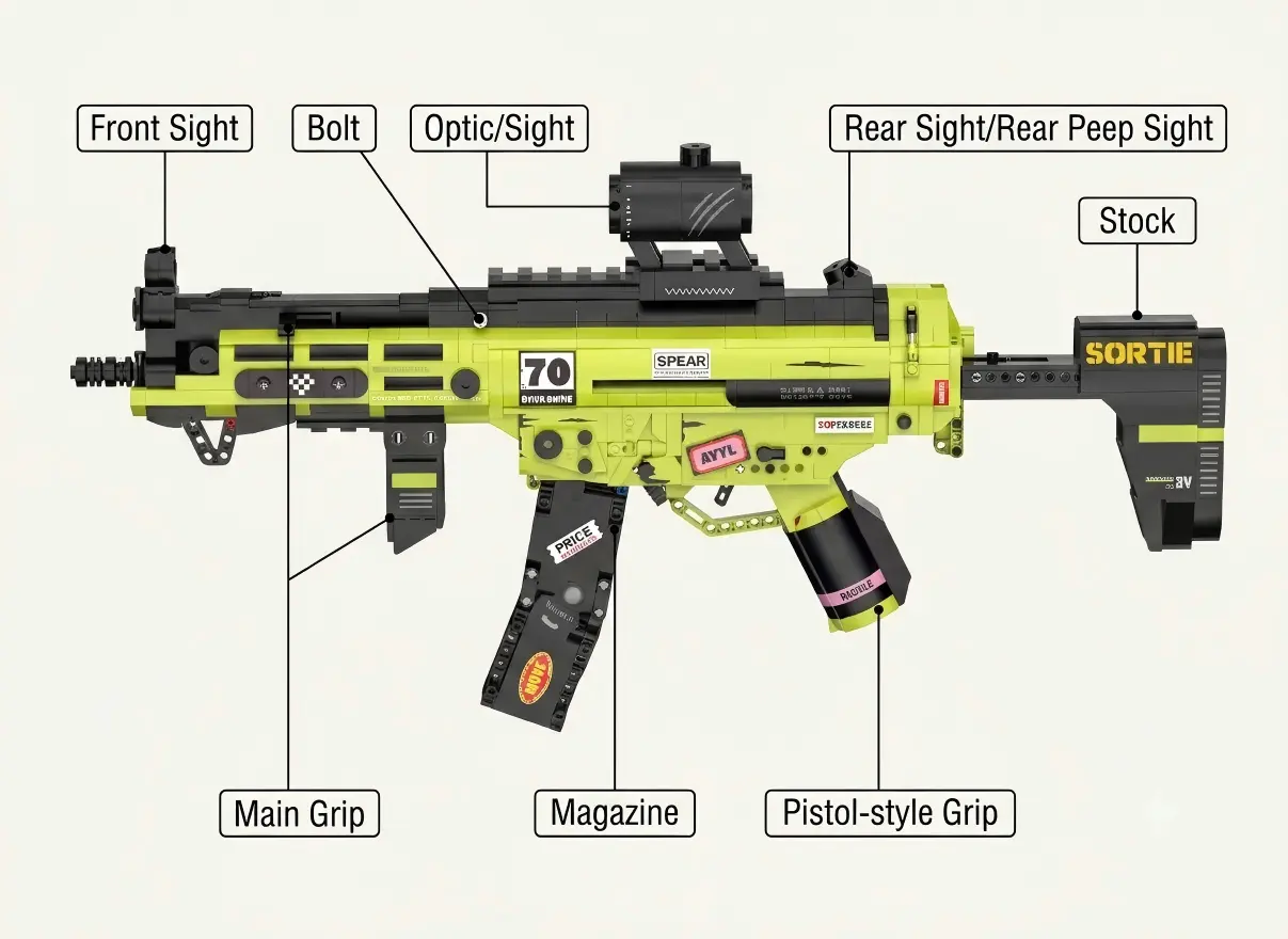 MP5 building block gun bolt action