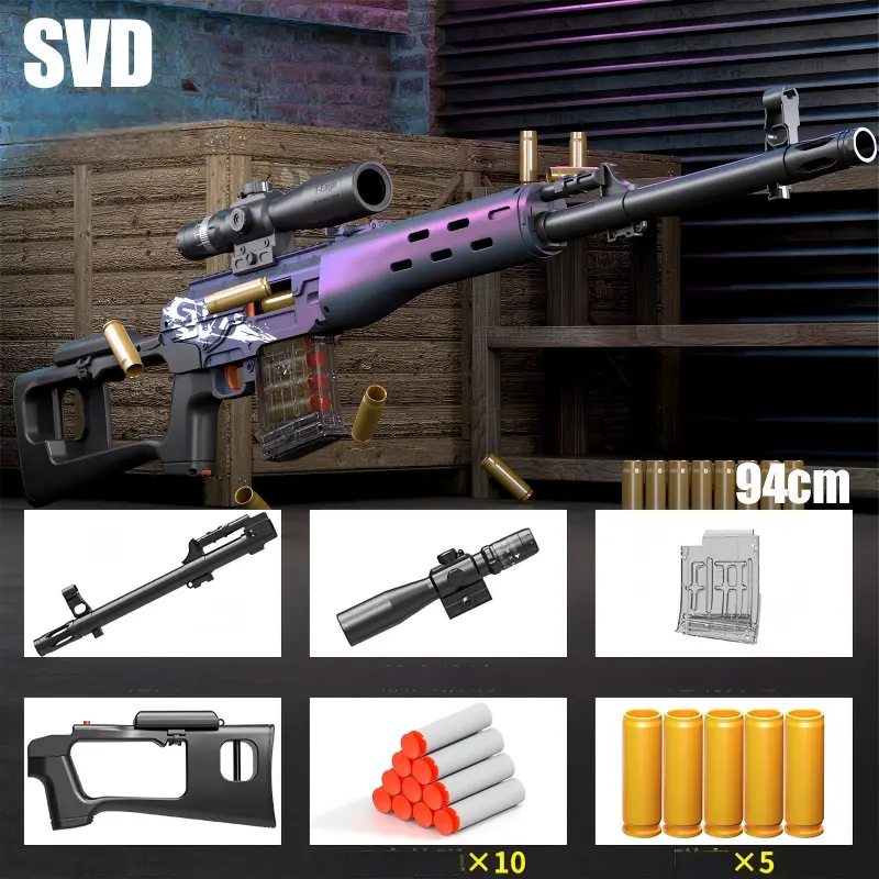SVD Nerf Sniper Rifle Manual Bolt Action SVD Nerf sniper rifle manual bolt action T-Eagle scope detail