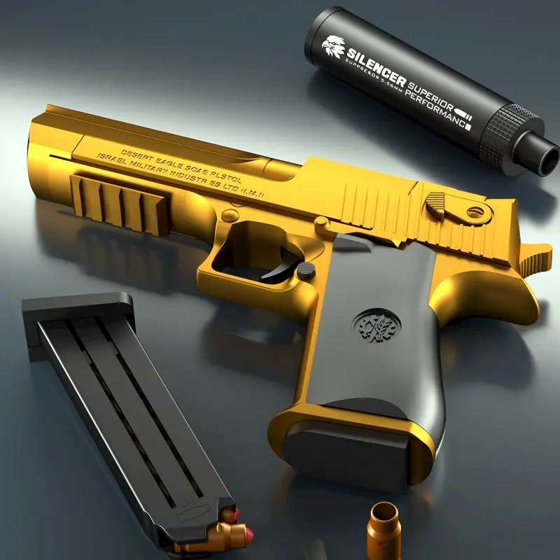 Golden Desert Eagle toy gun that looks real - safe soft bullet blaster gift for boys